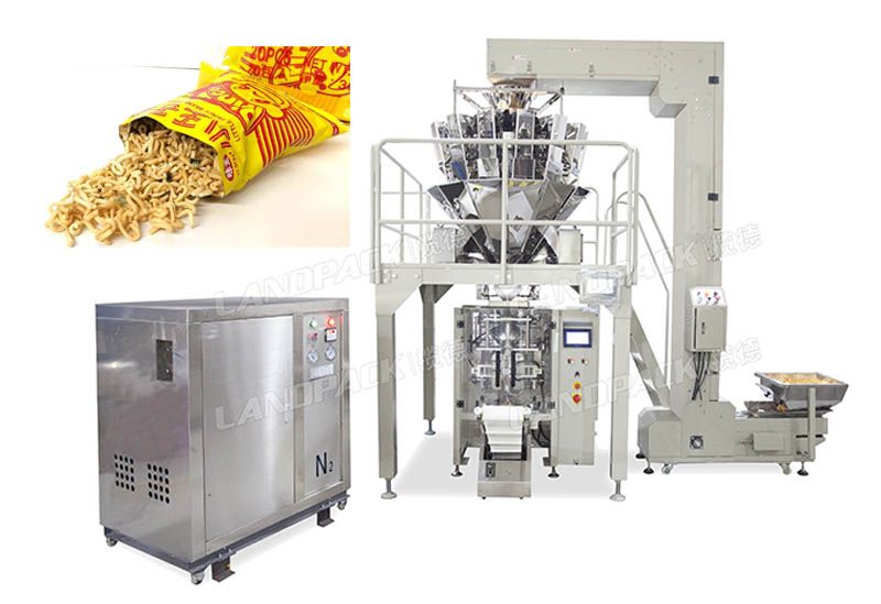 Automatic Snacks Noodle Packing Machine With Nitrogen Generator