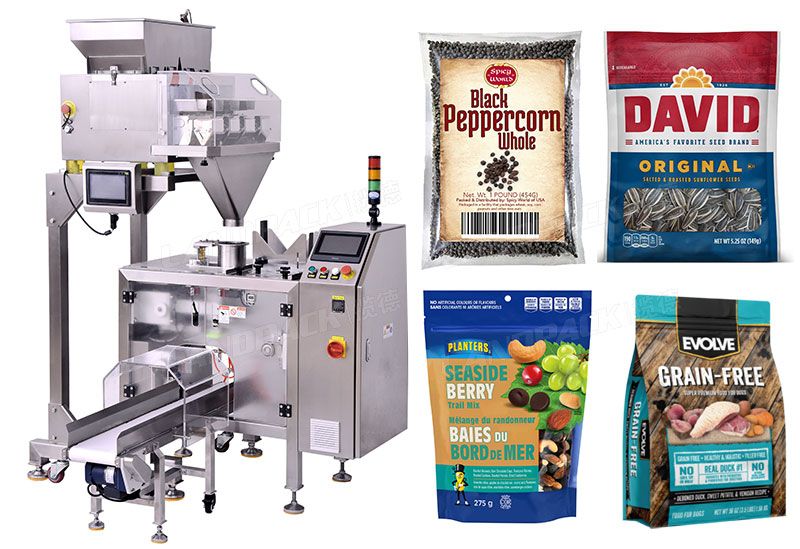 Semi-Automatic Mini Doypack Packaging Machine With 4 Head Linear Weigher