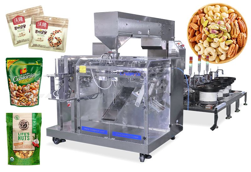 Horizontal Mixed Nuts Premade Pouch Packing Machine With Multiple Vibration Disks