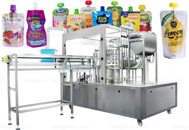 Automatic Liquid Detergent Juice Spout Pouch Filling And Capping Machine