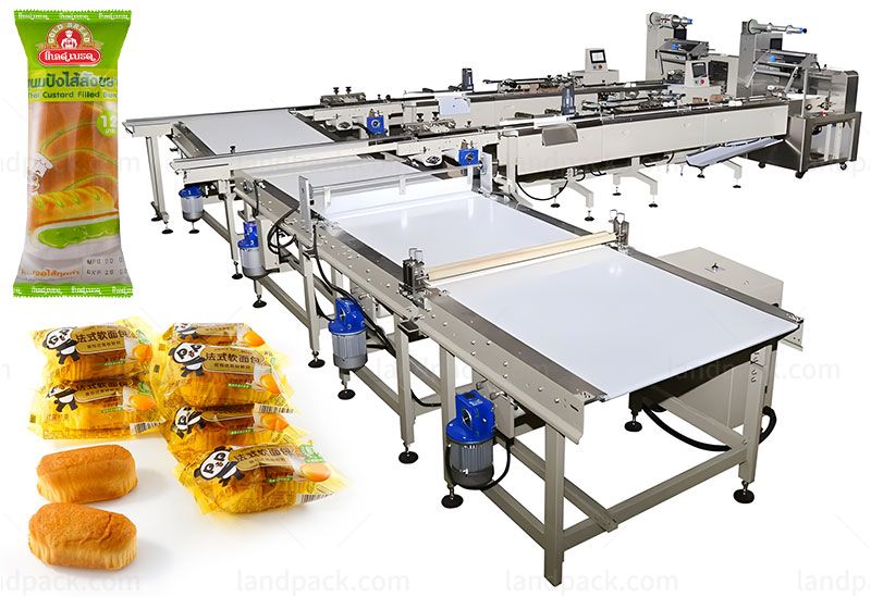 Automatic Bread Cake Feeding Flow Pillow Wrapping Packing Machine