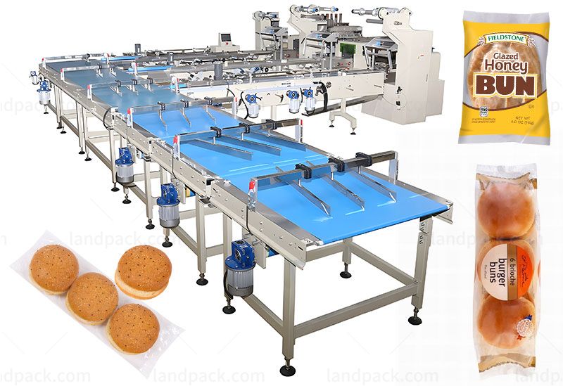 Fully Automatic Bread Biscuit Bun Feeding Packing Line Packaging Machine