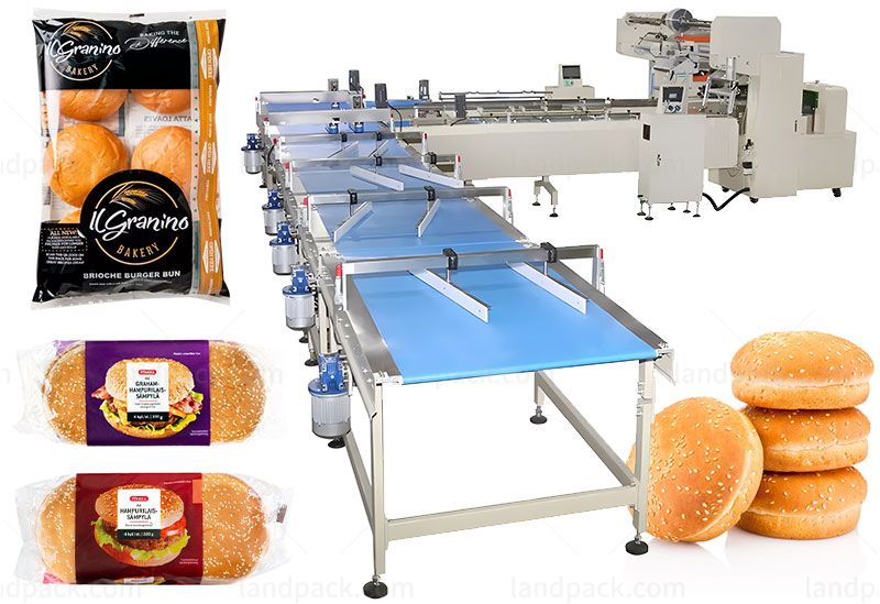 LandPack Automatic Feeding Packing Line Horizontal Food Bread Bun packaging machine