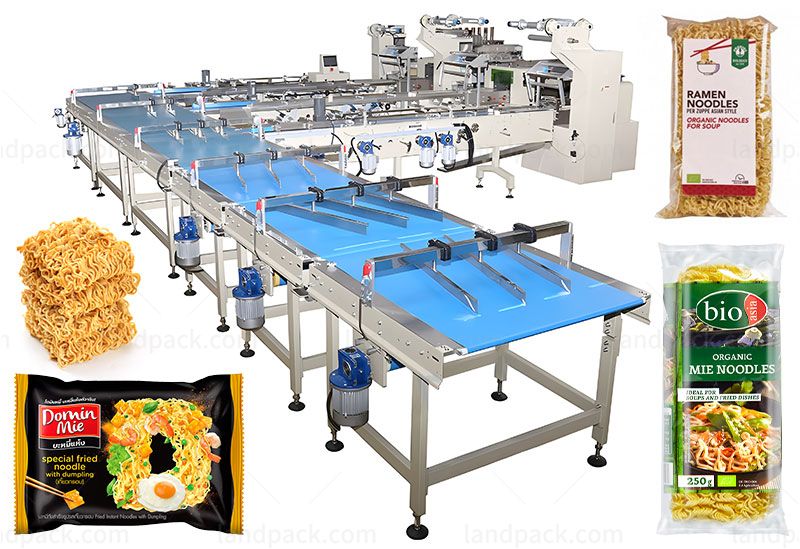 Automatic Noodles Chowmein Feeding Flow Wrapping Packing Machine Line