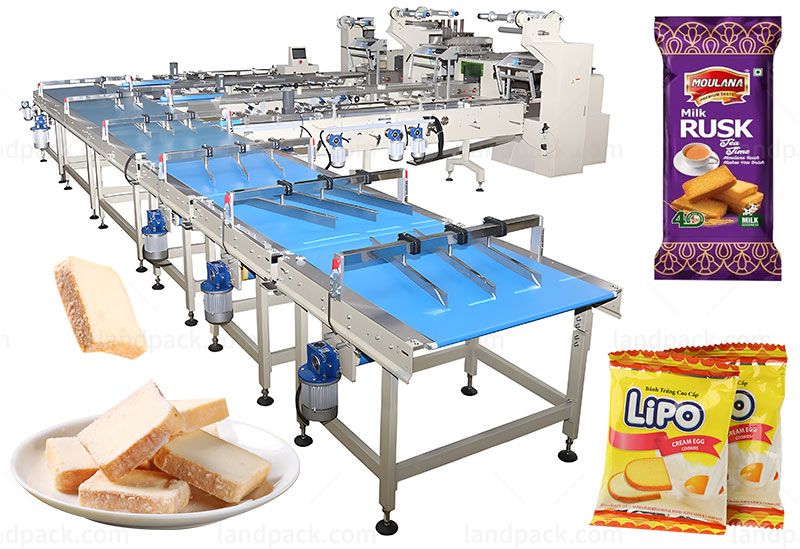 Automatic Horizontal Rusk Feeding Packing Packaging Machine Line