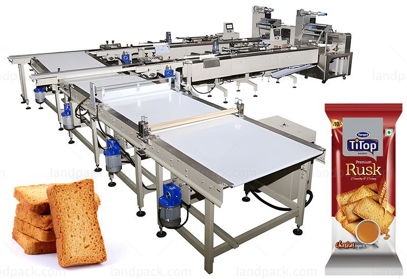 Fully Automatic Bread Rusk Bun Feeding Packing Line Packing Machine