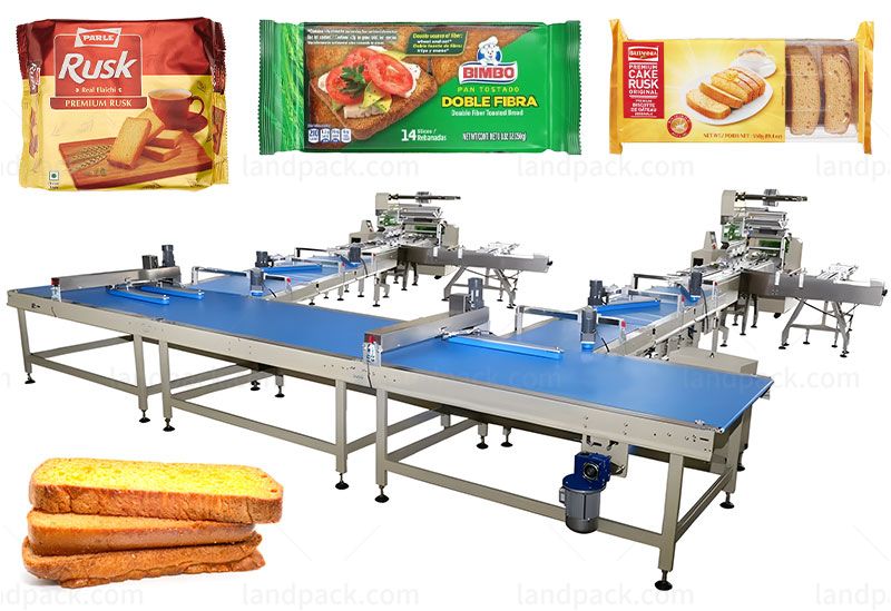 Automatic Horizontal Rusk Feeding Packing Packaging Machine Line For Pillow Bag