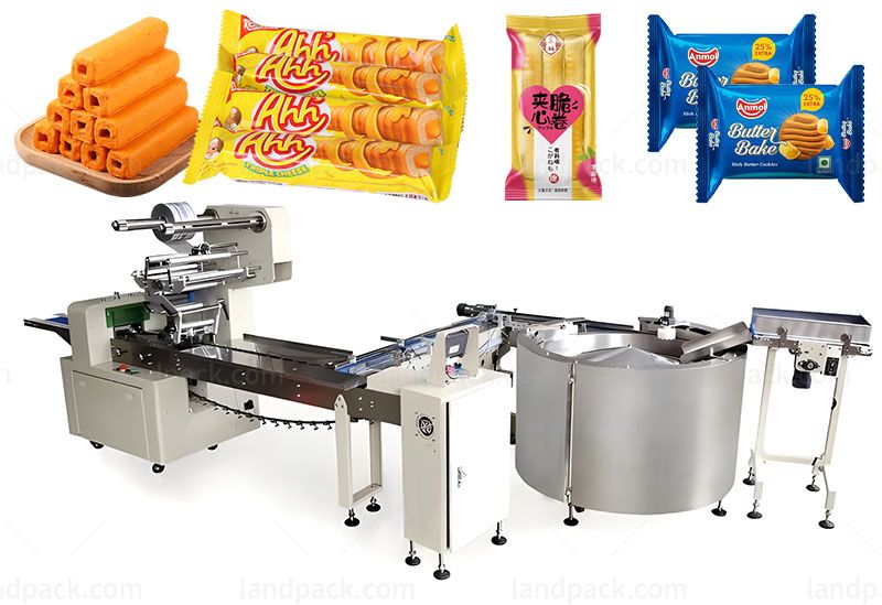 Automatic Feeding Packaging Line Biscuit Chocolate Bar Turntable Automatic Packing Line