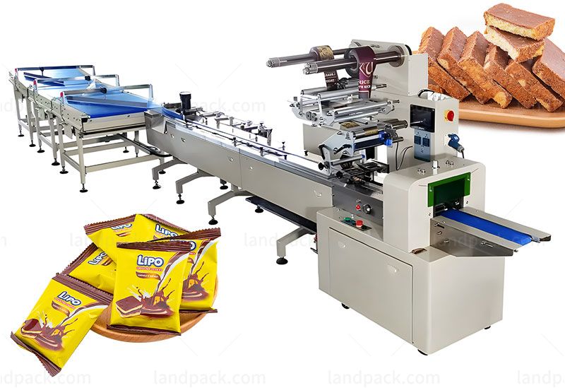 High Speed Automatic Rusk Biscuit Cake Feeding Packaging Machine Line