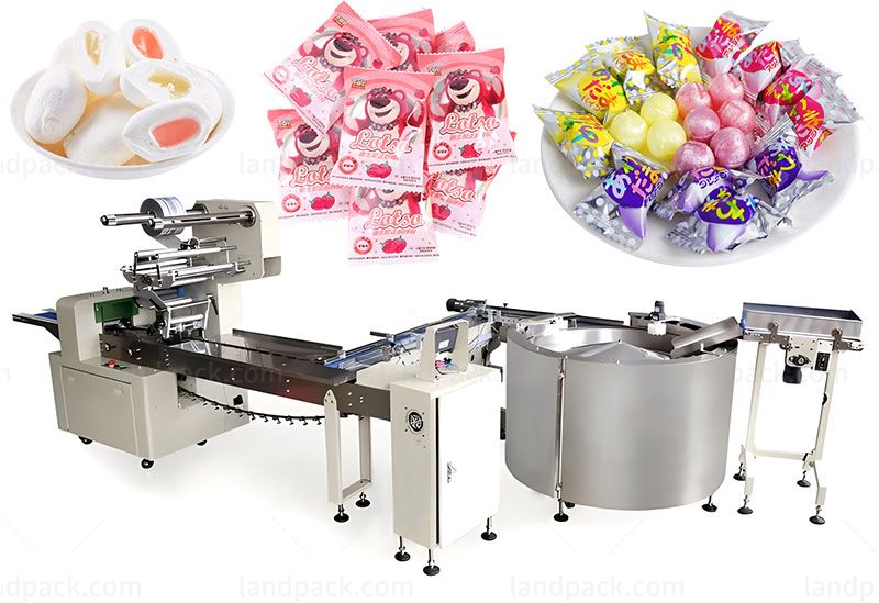 LandPack Candy Packing Machine Turntable Type Automatic Feeding And Packing Line