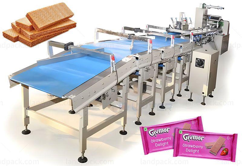 Automatic High Speed Wafer Biscuit Flow Wrapping Packaging Machine Line