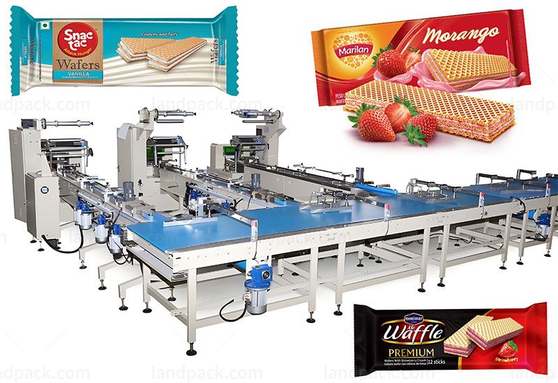 Automatic Wafer Feeding Packing Line Horizontal Packaging Machine For Pillow Bag