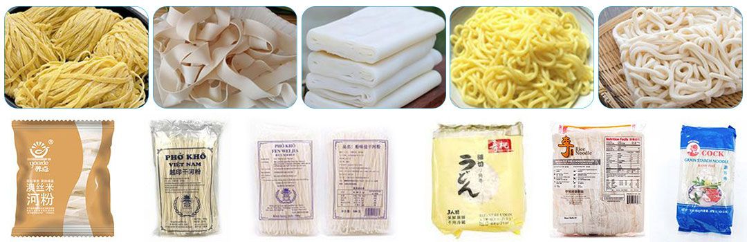 Wet And Sticky Noodles Packing Machine With Back Stretch Film