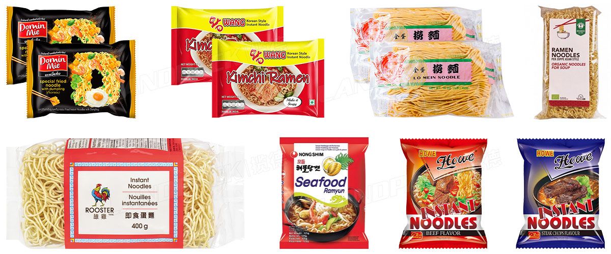 Automatic Noodles Chowmein Feeding Flow Wrapping Packing Machine Line