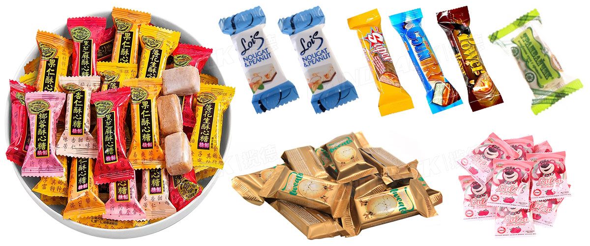 Automatic Candy Bar Peanut Candy Feeding Packaging Machine Line
